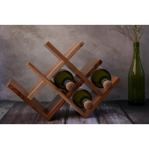 this is an image by the empty space that deals in premium home décor items online in India. The is an image of barware product of the empty spaces. The product is w-shaped wooden wine rack which is made in India.