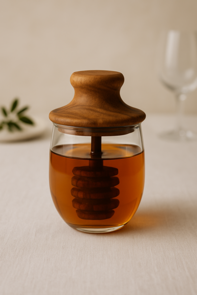 honey jar with wooden lid airtight