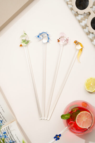 glass stirrer for drinking set of 4 gift