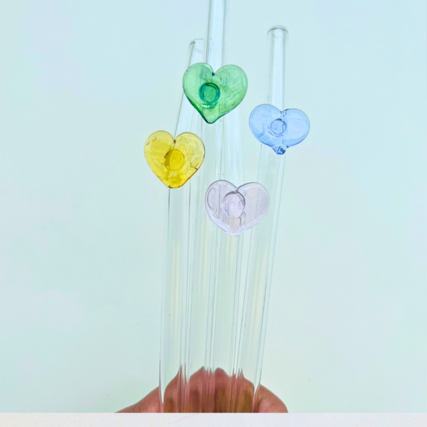 Borosilicate Glass Heart Straws - Image 2