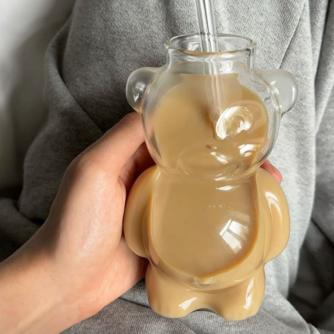 Teddy Glass Mug – Cute Borosilicate Coffee & Tea Cup for Gifting - Image 3