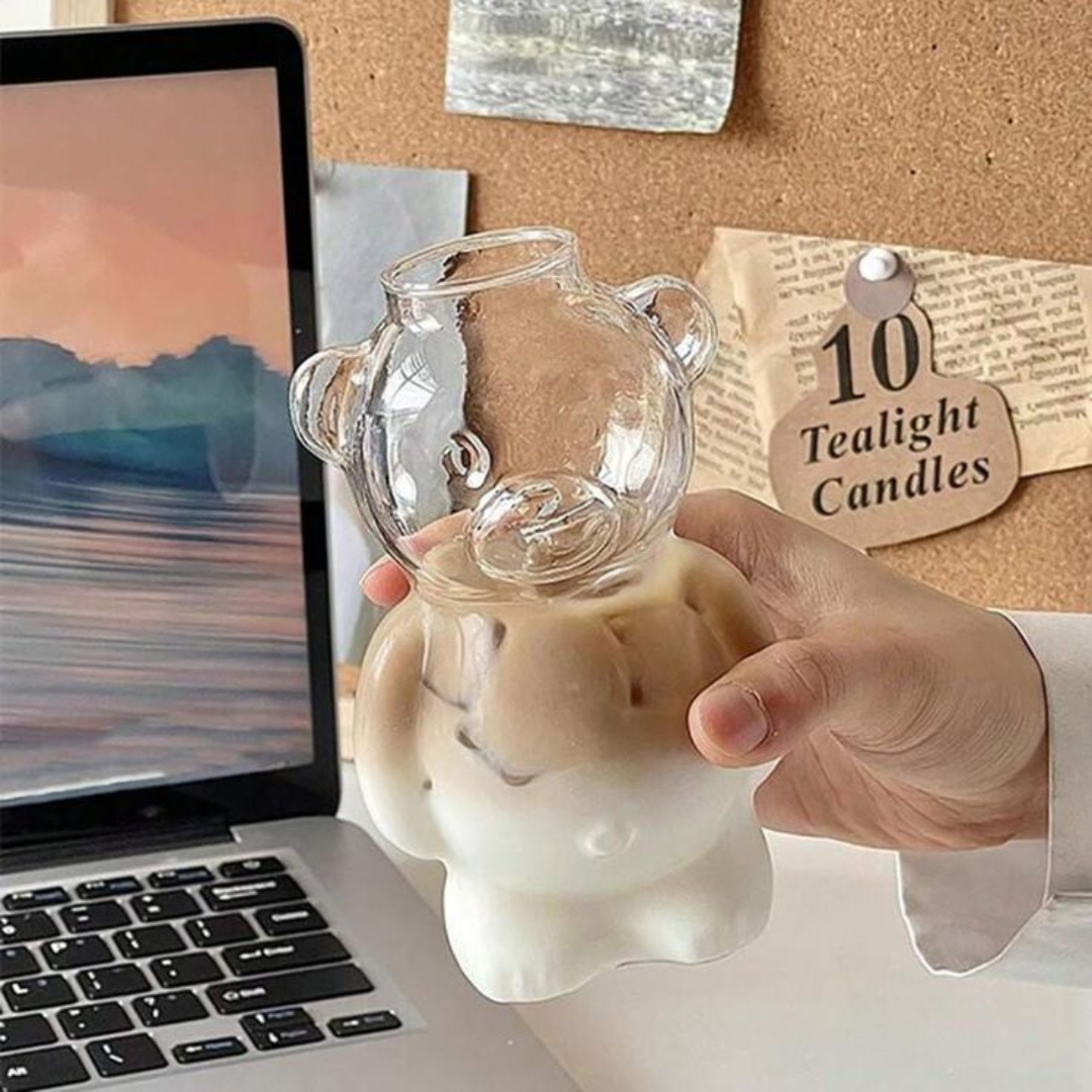 Teddy Glass Mug – Cute Borosilicate Coffee & Tea Cup for Gifting - Image 4