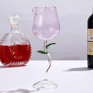 The Empty Space Handcrafted Rose Wine Glass | Premium Borosilicate Floral Wine Goblet| Elegant Cocktail, Champagne & Red Wine Glass | Aesthetic Drinkware | Gift for Women (Rose Wine Glass)